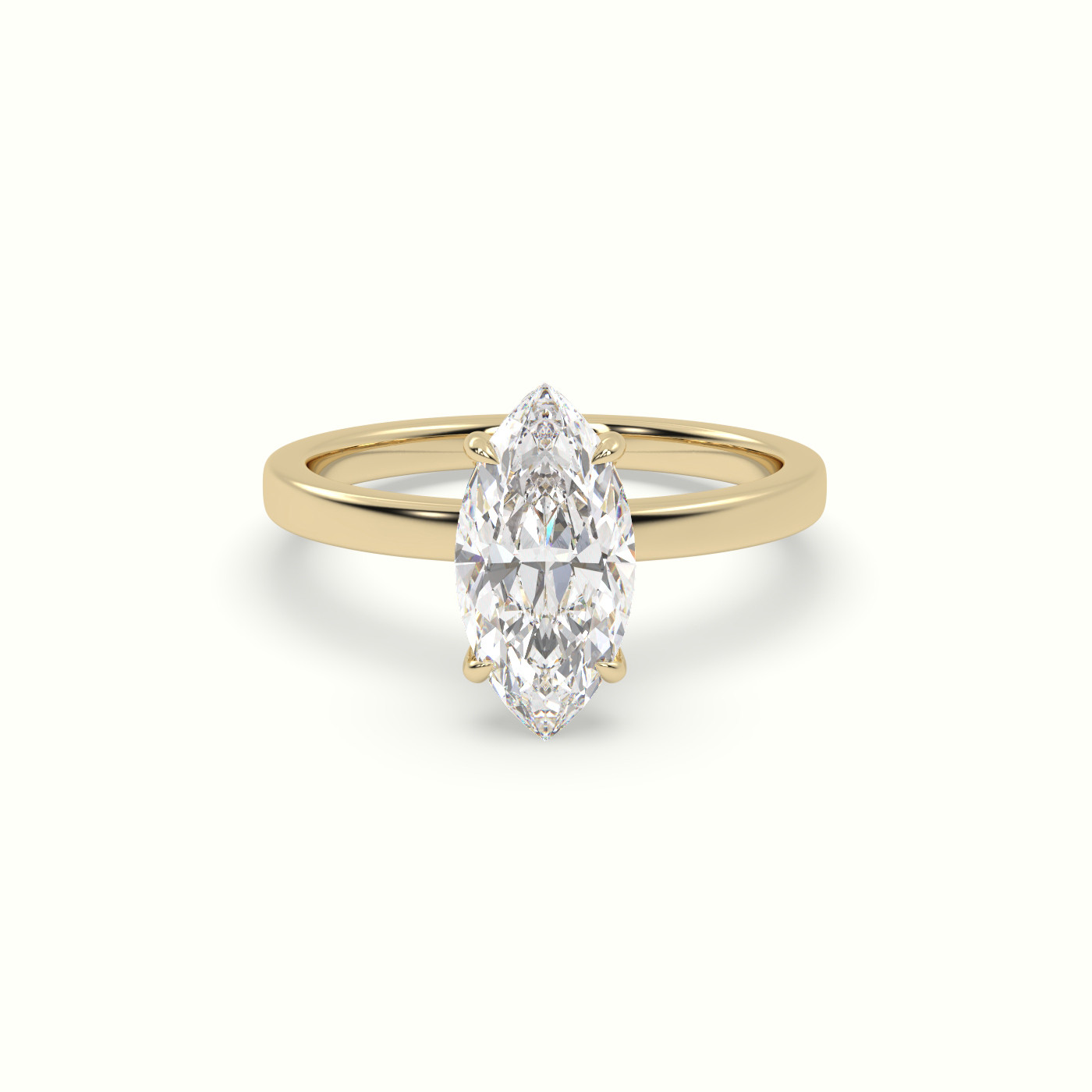 18K Yellow Gold Marquise Cut Hidden Halo Engagement Ring