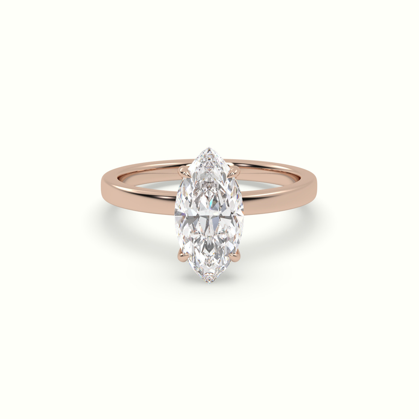 18K Rose Gold Marquise Cut Hidden Halo Engagement Ring