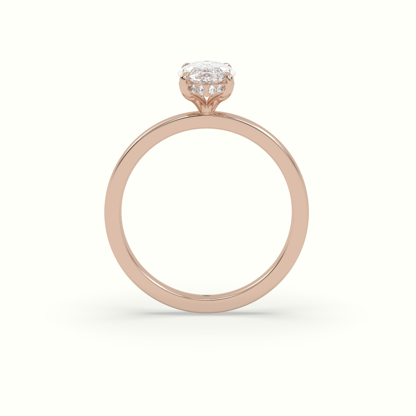 18K Rose Gold Marquise Cut Hidden Halo Engagement Ring