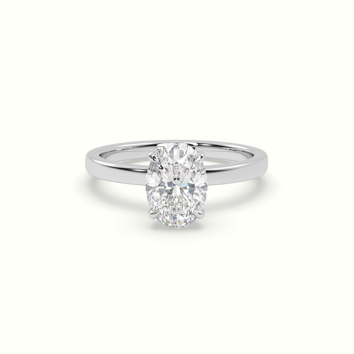 18K White Gold Oval Cut Hidden Halo Engagement Ring