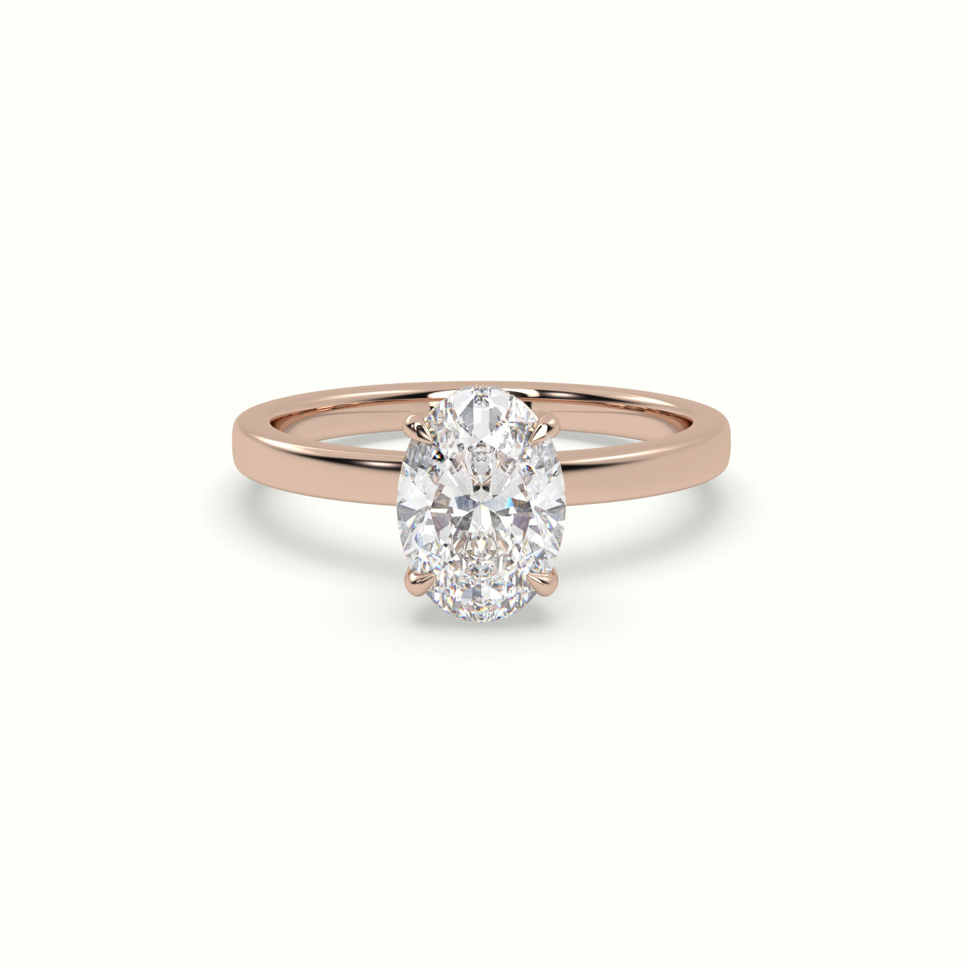 18K Rose Gold Oval Cut Hidden Halo Engagement Ring