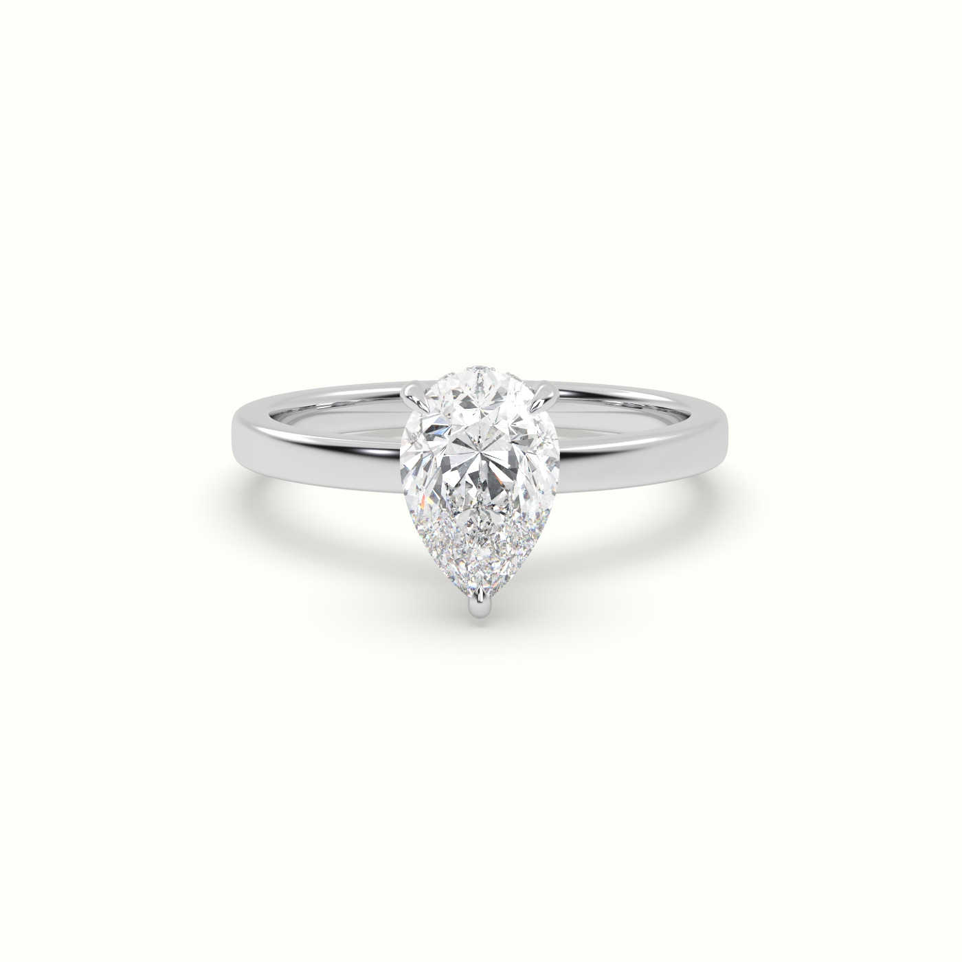 18K White Gold Pear Cut Hidden Halo Engagement Ring