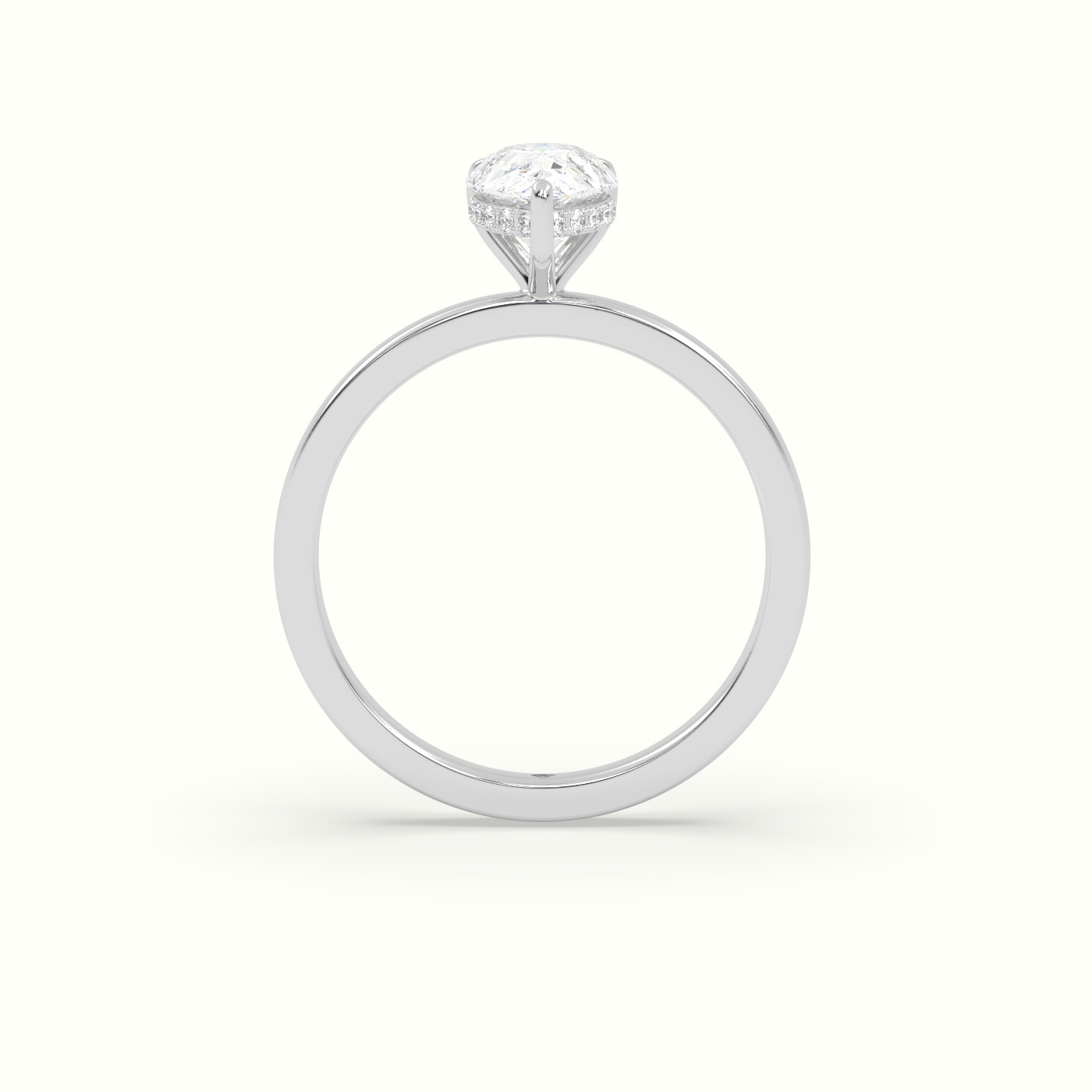 18K White Gold Pear Cut Hidden Halo Engagement Ring