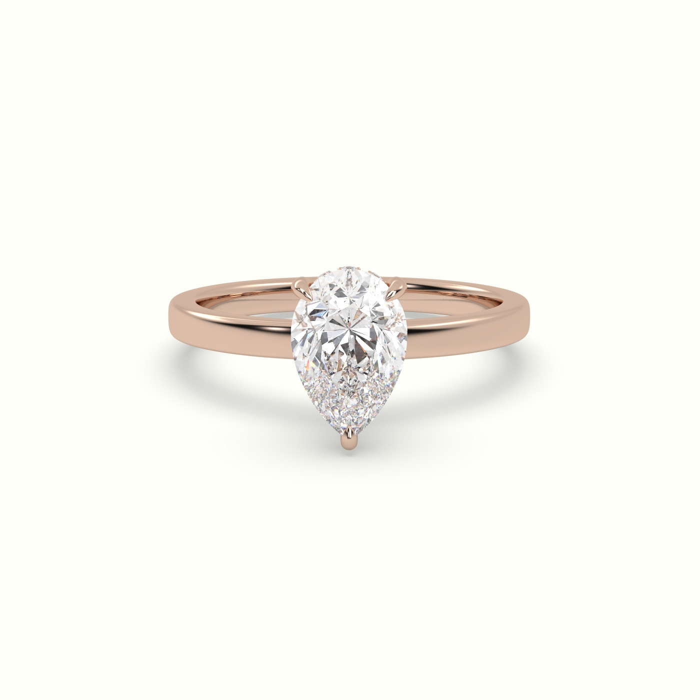 18K Rose Gold Pear Cut Hidden Halo Engagement Ring