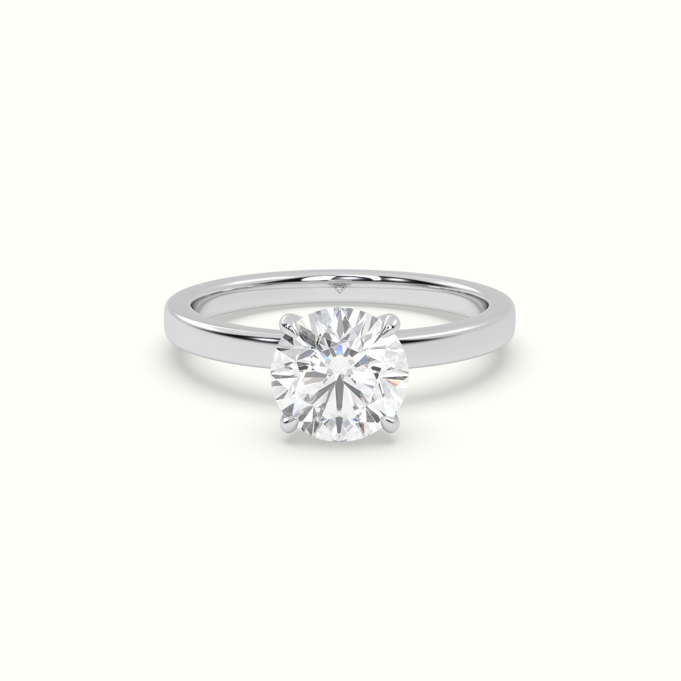18K White Gold Round Cut Hidden Halo Engagement Ring