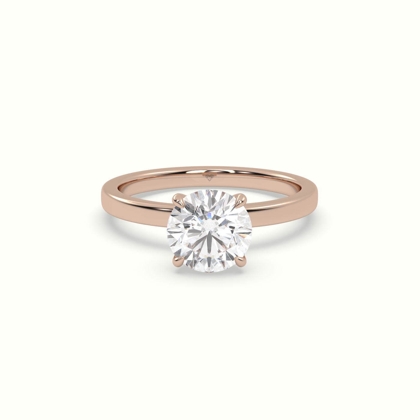 18K Rose Gold Round Cut Hidden Halo Engagement Ring