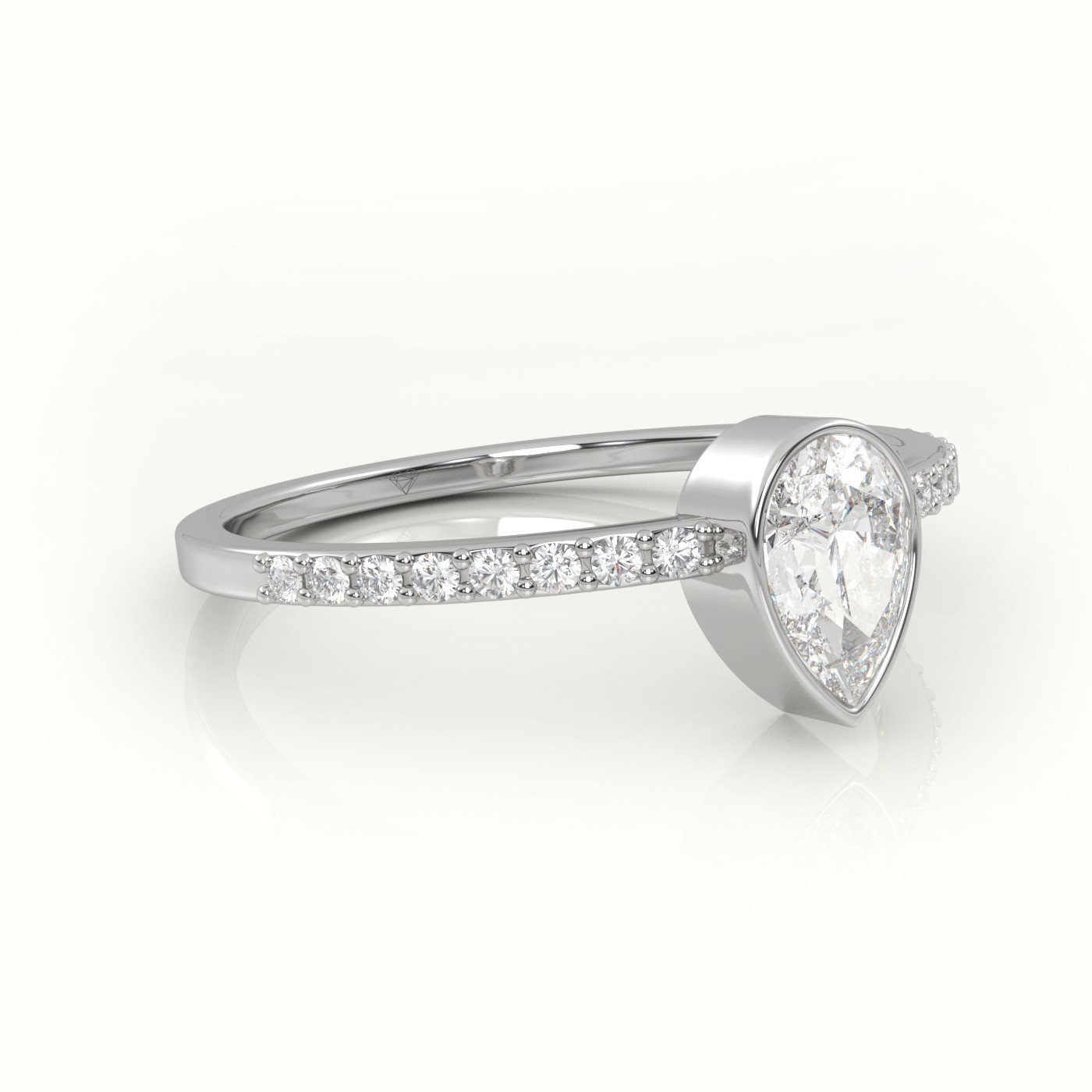 10K WHITE GOLD PEAR CUT DIAMOND CHANNEL SETTING ENGAGEMENT RING