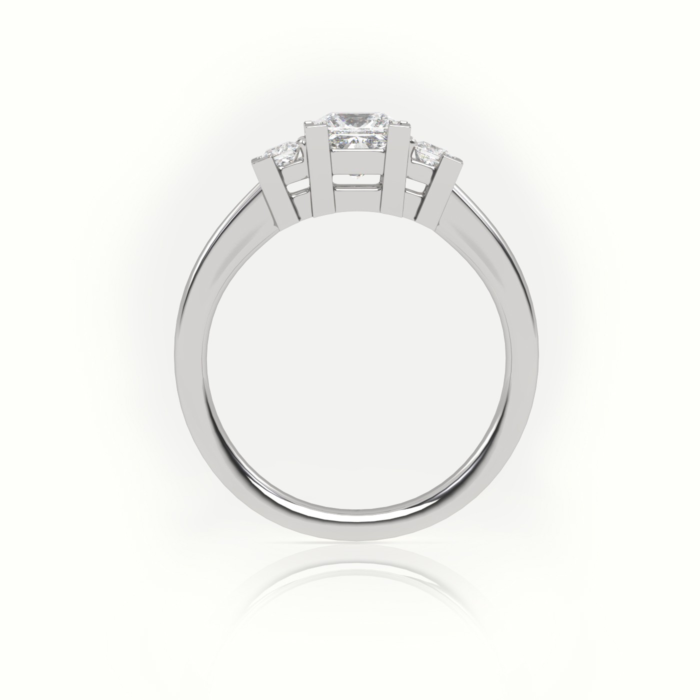 10K WHITE GOLD PRINCESS CUT DIAMOND SIDE STONES ENGAGEMENT RING