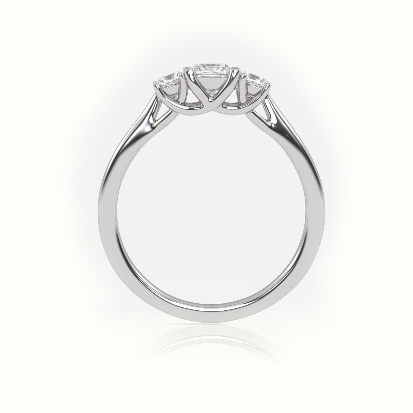 10K WHITE GOLD PRINCESS CUT DIAMOND 4 PRONGS SIDE STONE ENGAGEMENT RING