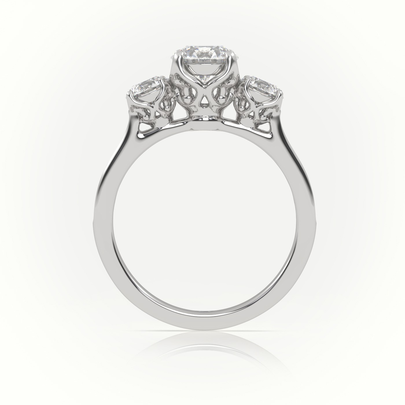 10K WHITE GOLD ROUND CUT DIAMOND SIDE STONE CHANNEL SETTING ENGAGEMENT RING