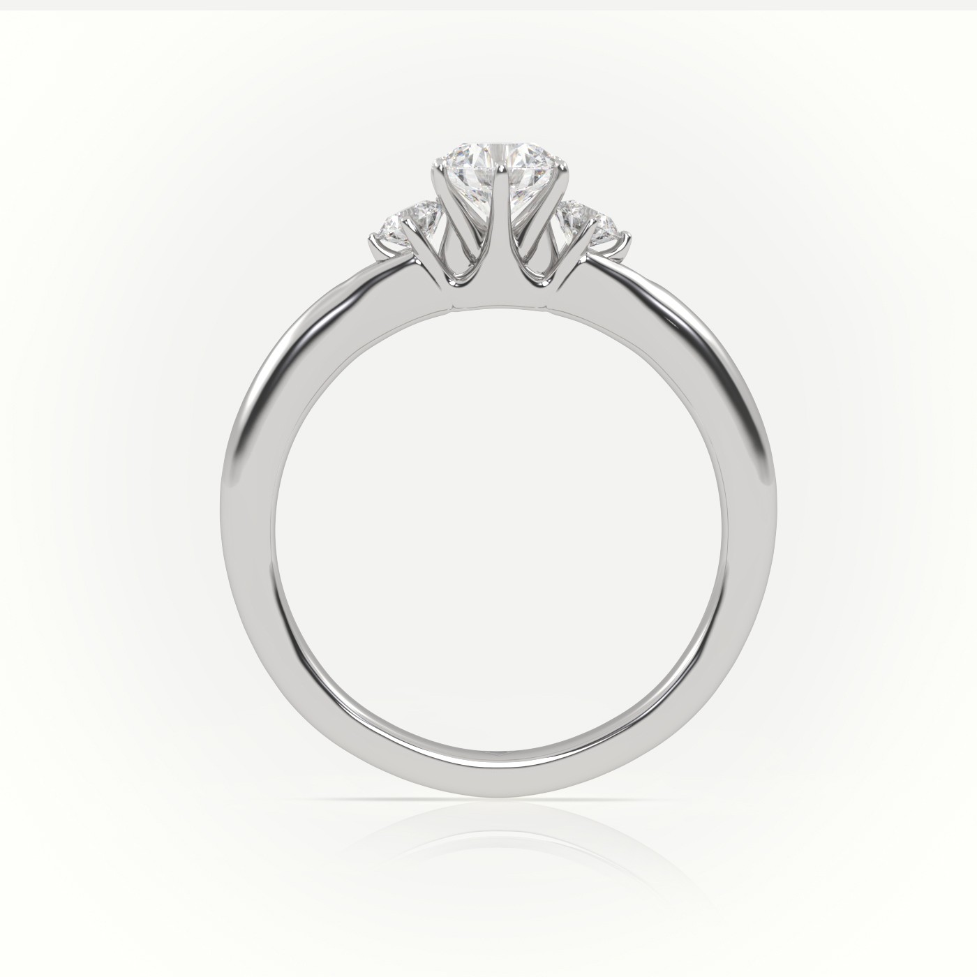 10K WHITE GOLD ROUND CUT DIAMOND SIDE STONE DESIGNER ENGAGEMENT RING