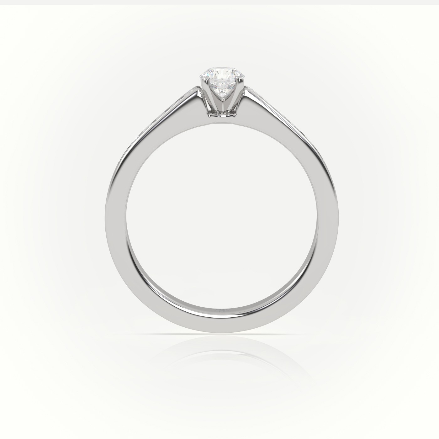 10K WHITE GOLD ROUND-CUT DIAMOND 4 PRONG CHANNEL SETTING ENGAGEMENT RING