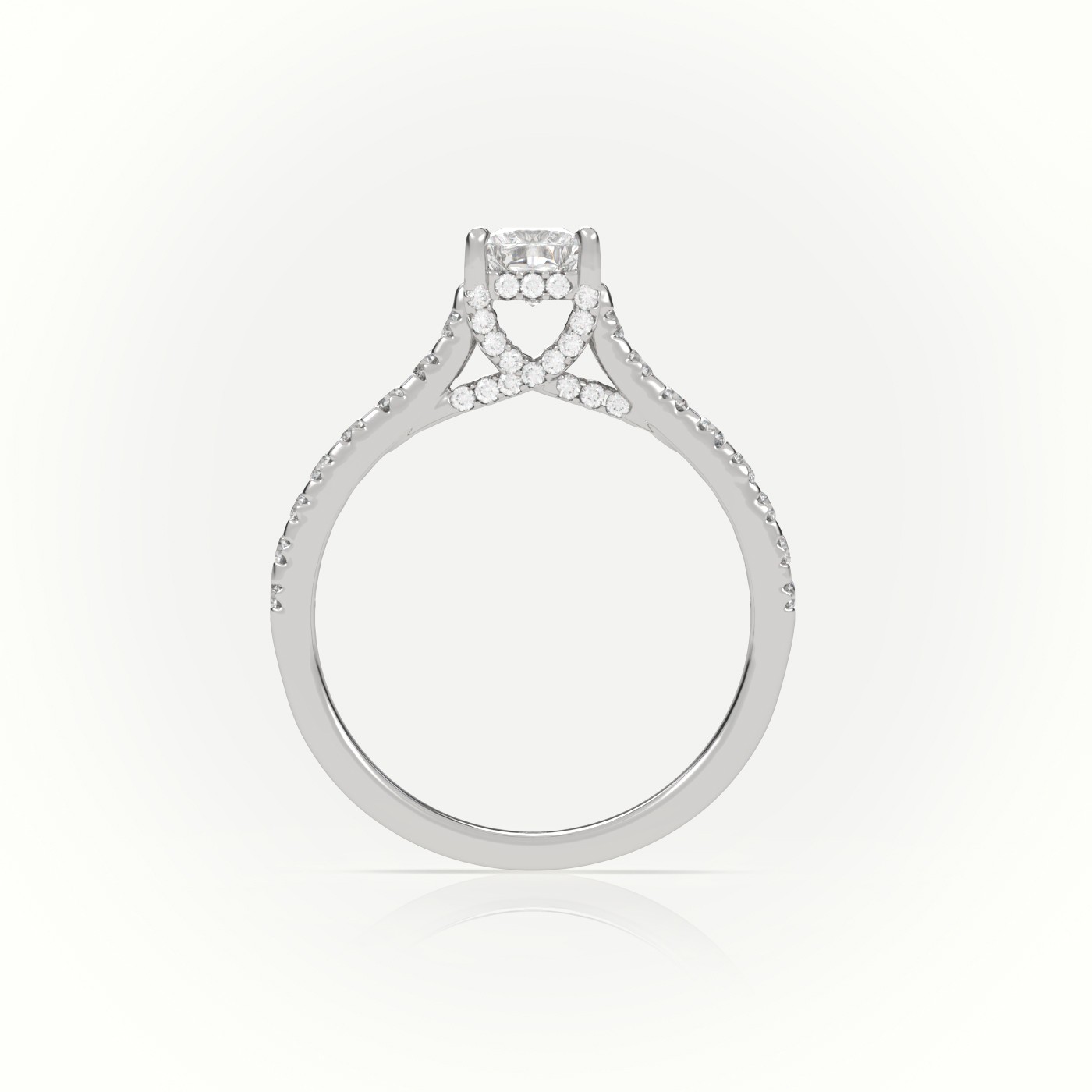 10K WHITE GOLD PRINCESS CUT DIAMOND 4 PRONGS SCALLOP SETTING ENGAGEMENT RING