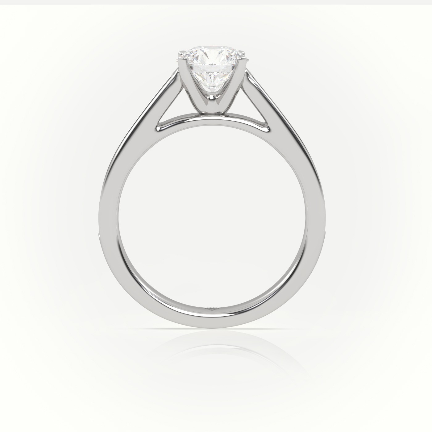 10K WHITE GOLD ROUND CUT DIAMOND 4 PRONGS CHANNEL-SETTING ENGAGEMENT RING