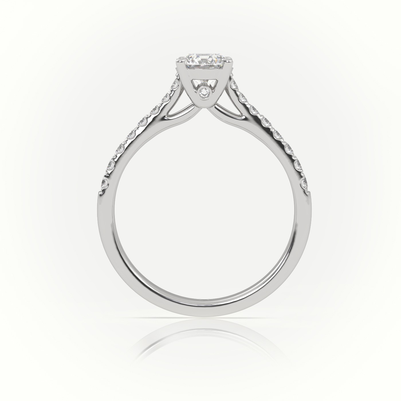 10K WHITE GOLD ROUND  CUT DIAMOND 4 PRONGS SCALLOP SETTING ENGAGEMENT RING