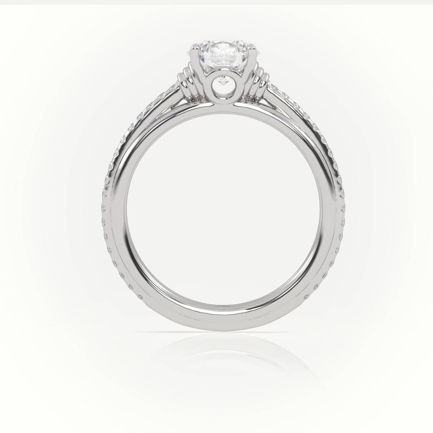 10K WHITE GOLD ROUND CUT DIAMOND  SCALLOP SETTING ENGAGEMENT RING