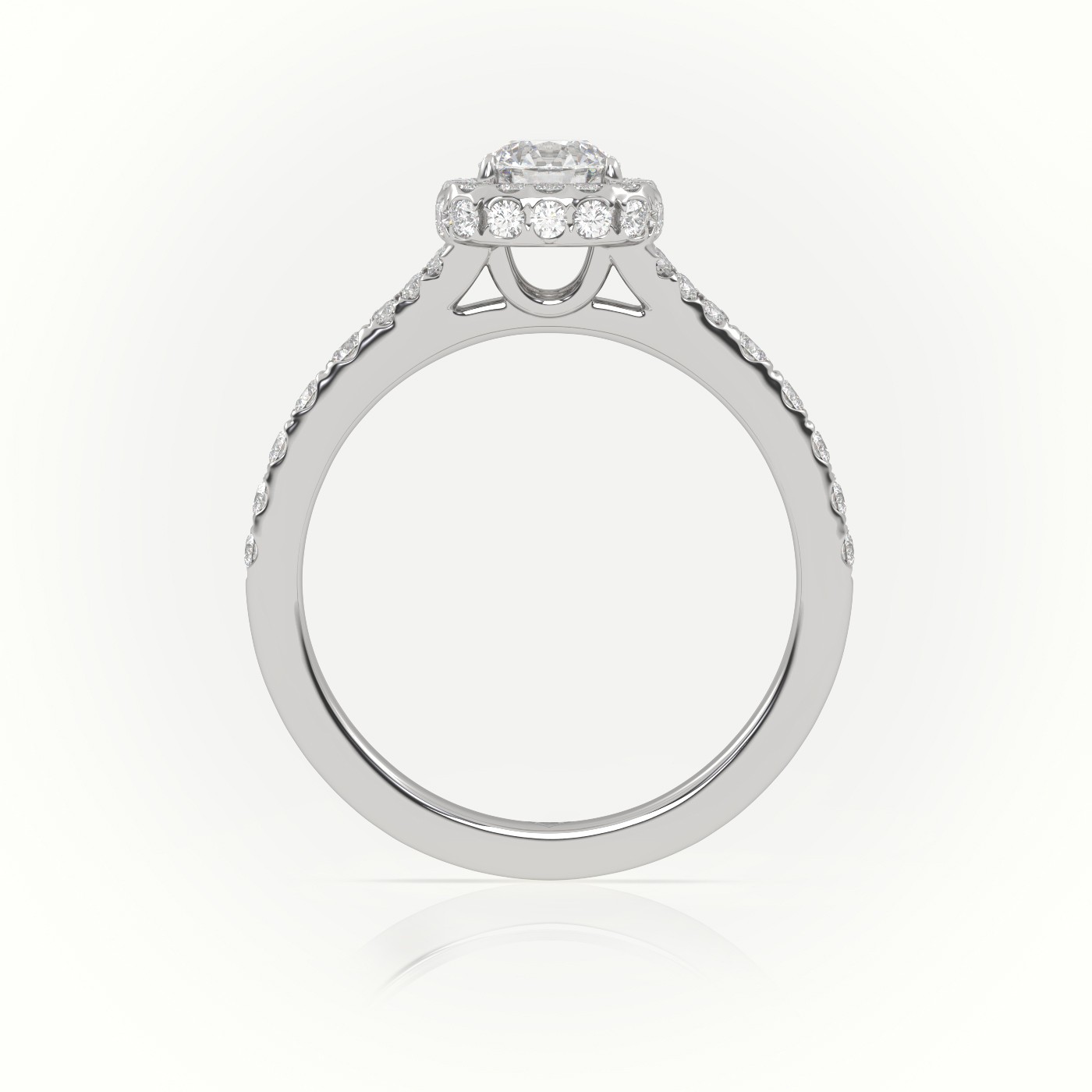 10K WHITE GOLD ROUND CUT DIAMOND SCALLOP SETTING VINTAGE ENGAGEMENT RING