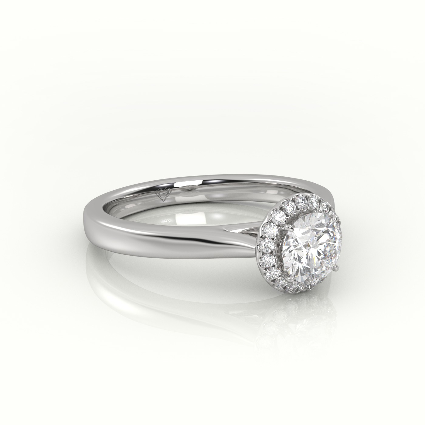 10K WHITE GOLD ROUND CUT DIAMOND 4 PRONGS HALO SETTING ENGAGEMENT RING