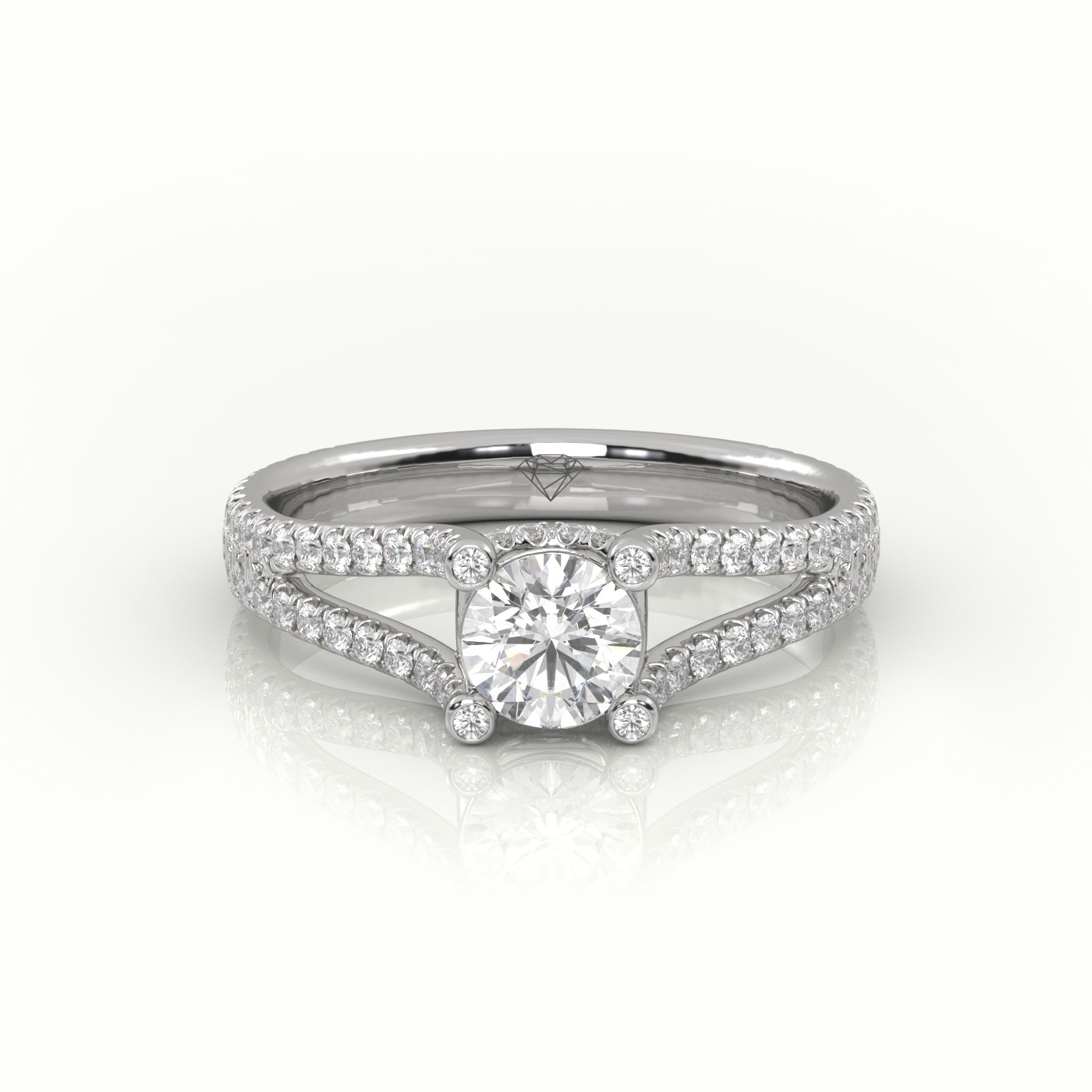 10K WHITE GOLD ROUND CUT DIAMOND DESIGNER VINTAGE SETTING ENGAGEMENT RING