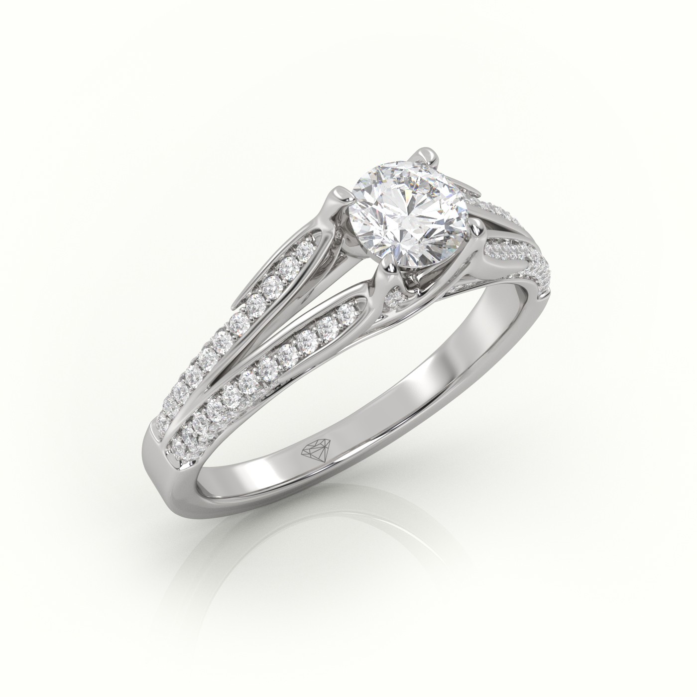 10K WHITE GOLD ROUND CUT DIAMOND 4 PRONGS VINTAGE ENGAGEMENT RING