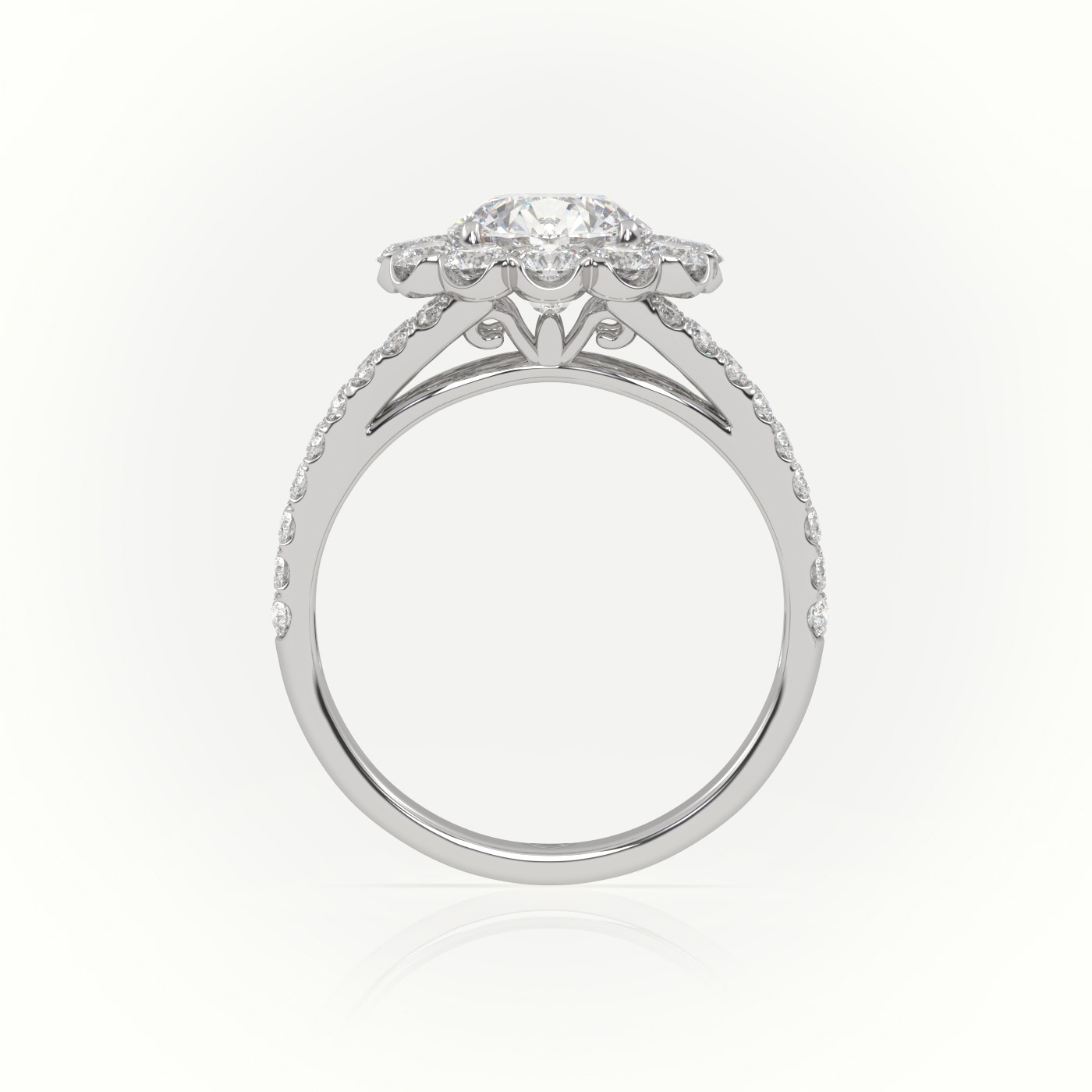 10K WHITE GOLD ROUND CUT DIAMOND 4 PRONGS HALO VINTAGE SETTING ENGAGEMENT RING