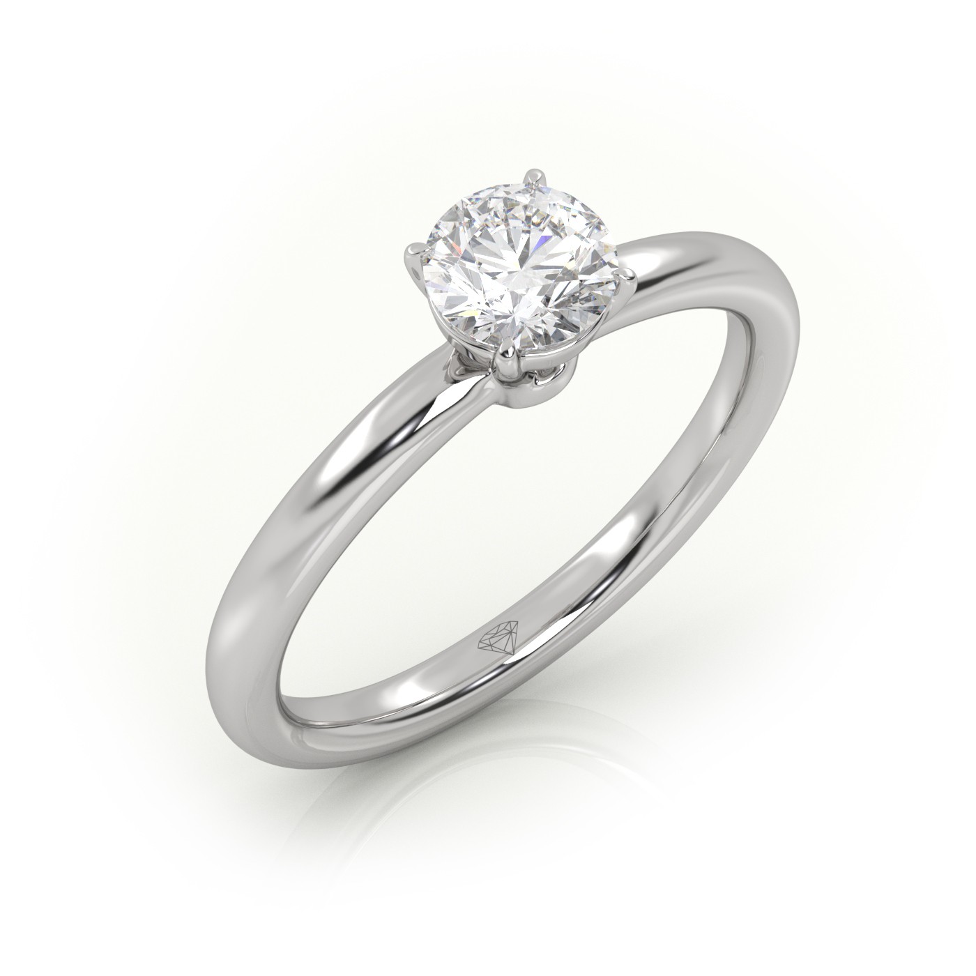 Exquisite 10K WHITE GOLD Solitaire Diamond Engagement Ring