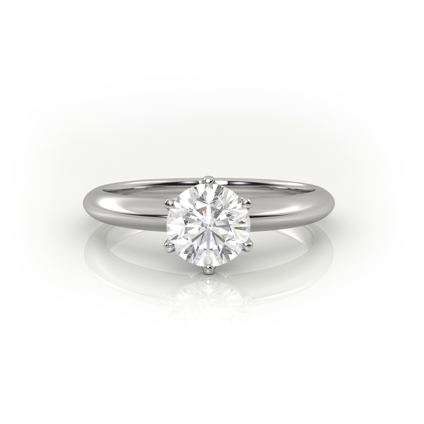 10K WHITE GOLD ROUND CUT 6 PRONGS SOLITAIRE ENGAGEMENT RING