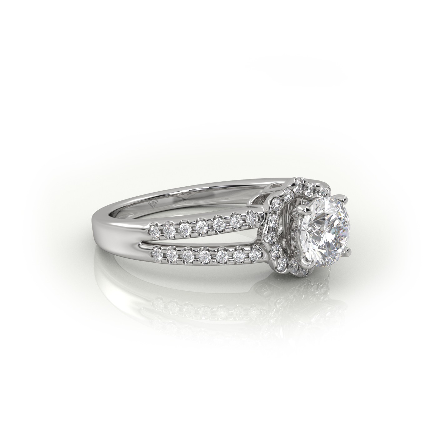 10K WHITE GOLD ROUND CUT 4 PRONGS SCALLOP VINTAGE SET ENGAGEMENT RING