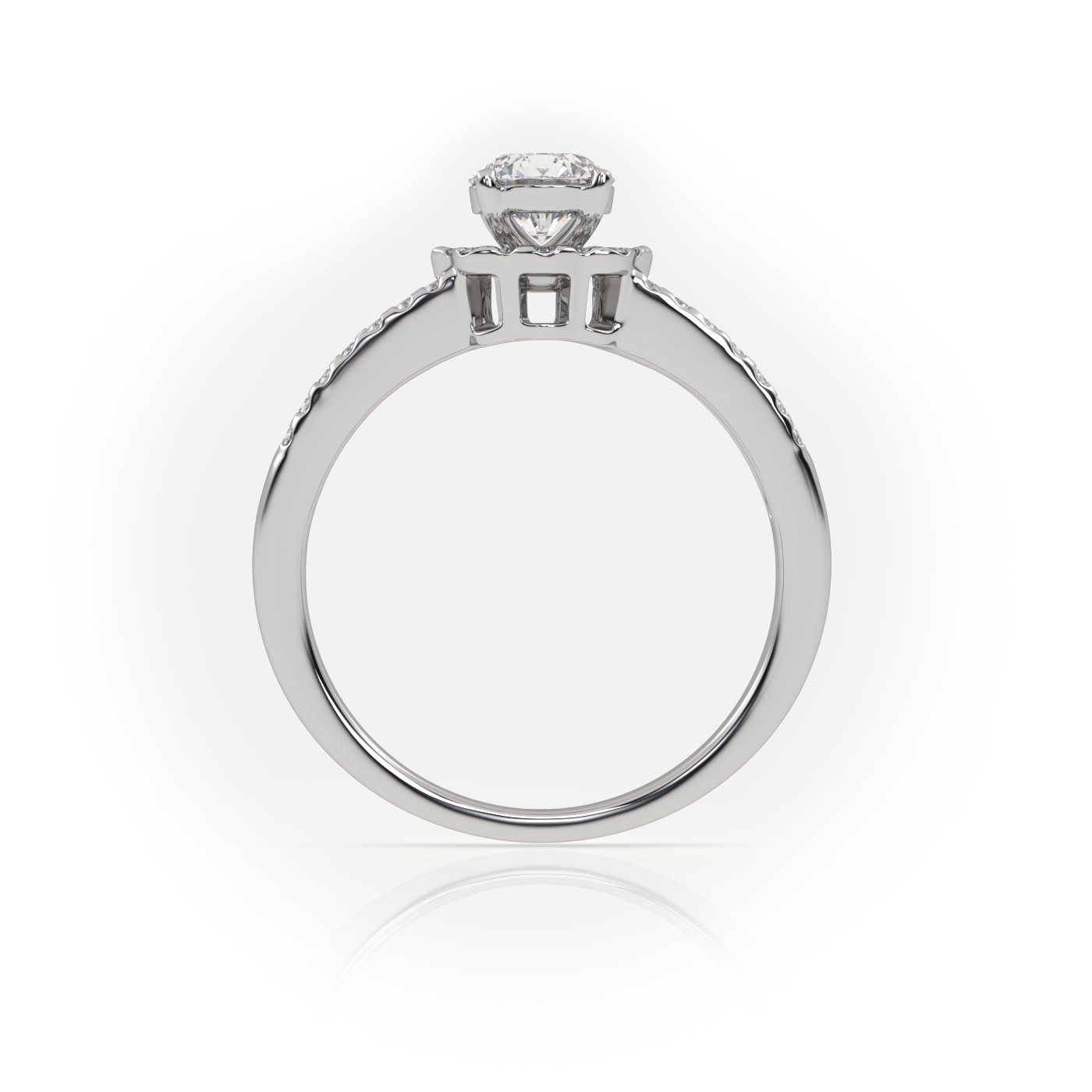 10K WHITE GOLD ROUND CUT 4 PRONGS SCALLOP VINTAGE SET ENGAGEMENT RING