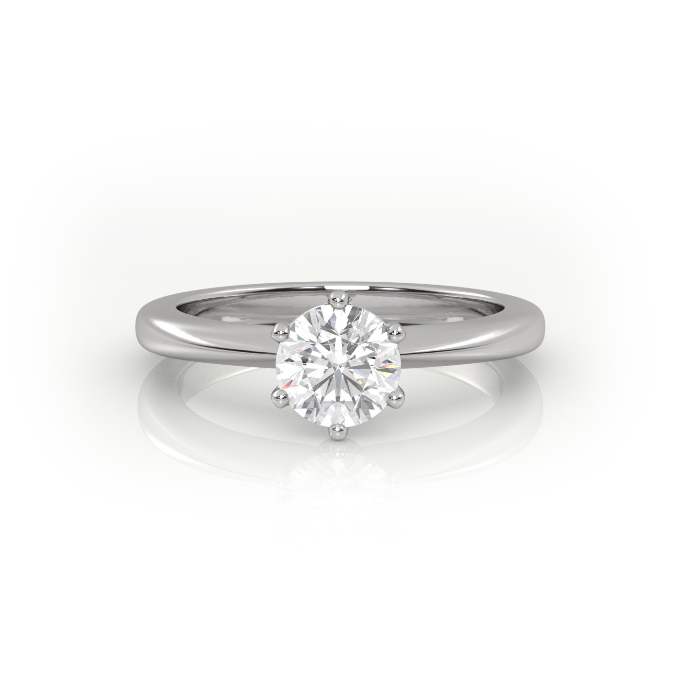 10K WHITE GOLD ROUND CUT 6 PRONGS SOLITAIRE ENGAGEMENT RING