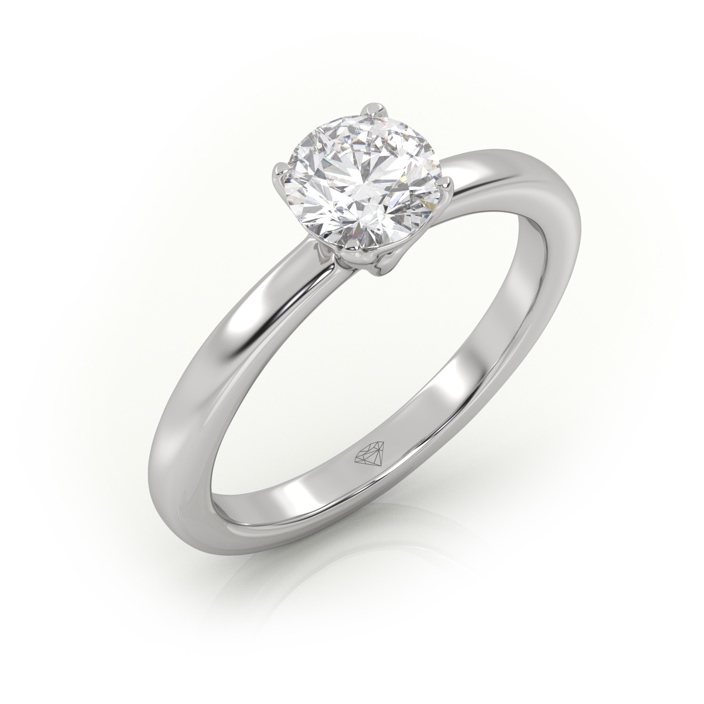 10K WHITE GOLD ROUND CUT 4 PRONGS SOLITAIRE ENGAGEMENT RING