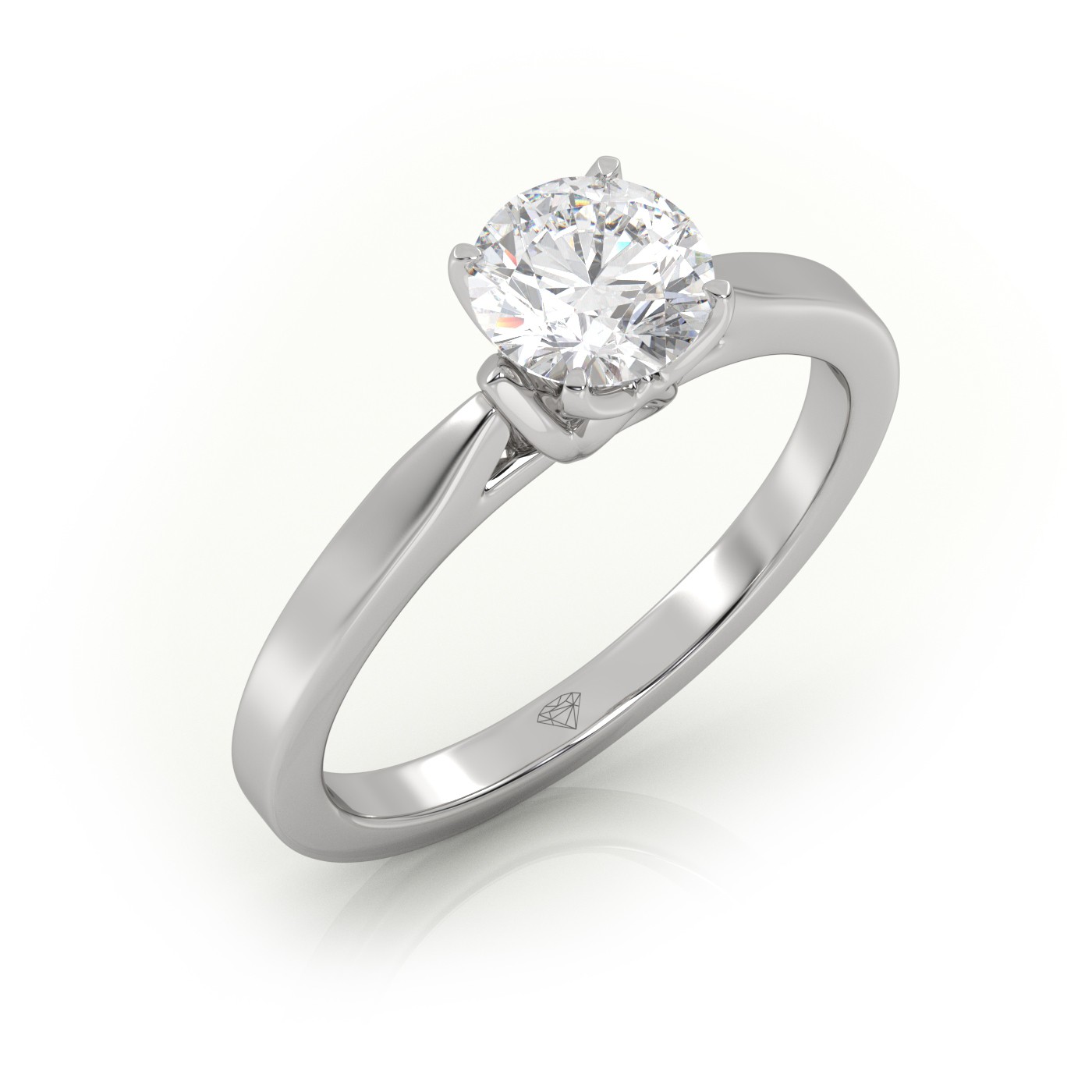 10K WHITE GOLD Round Cut Solitaire Engagement Ring