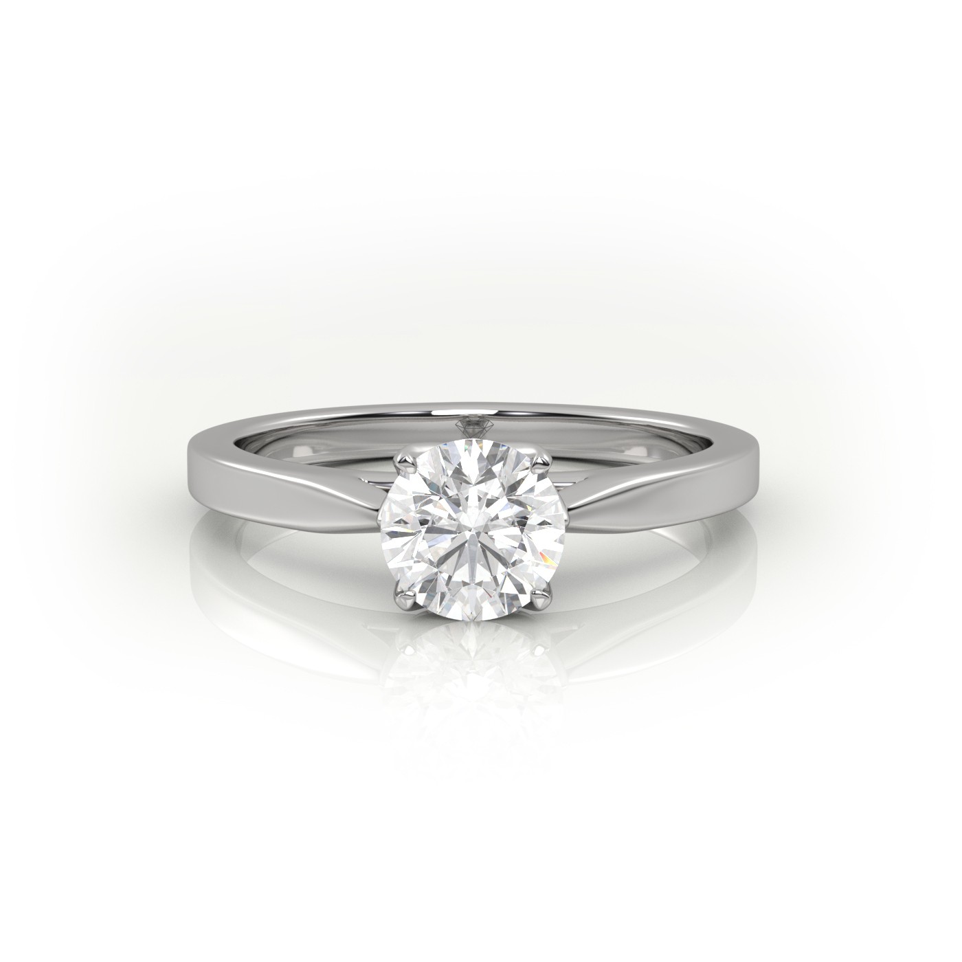10K WHITE GOLD Round Cut Solitaire Engagement Ring