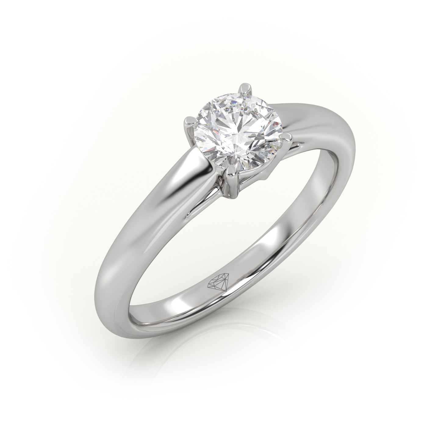 10K WHITE GOLD Round Cut Diamond Solitaire Ring