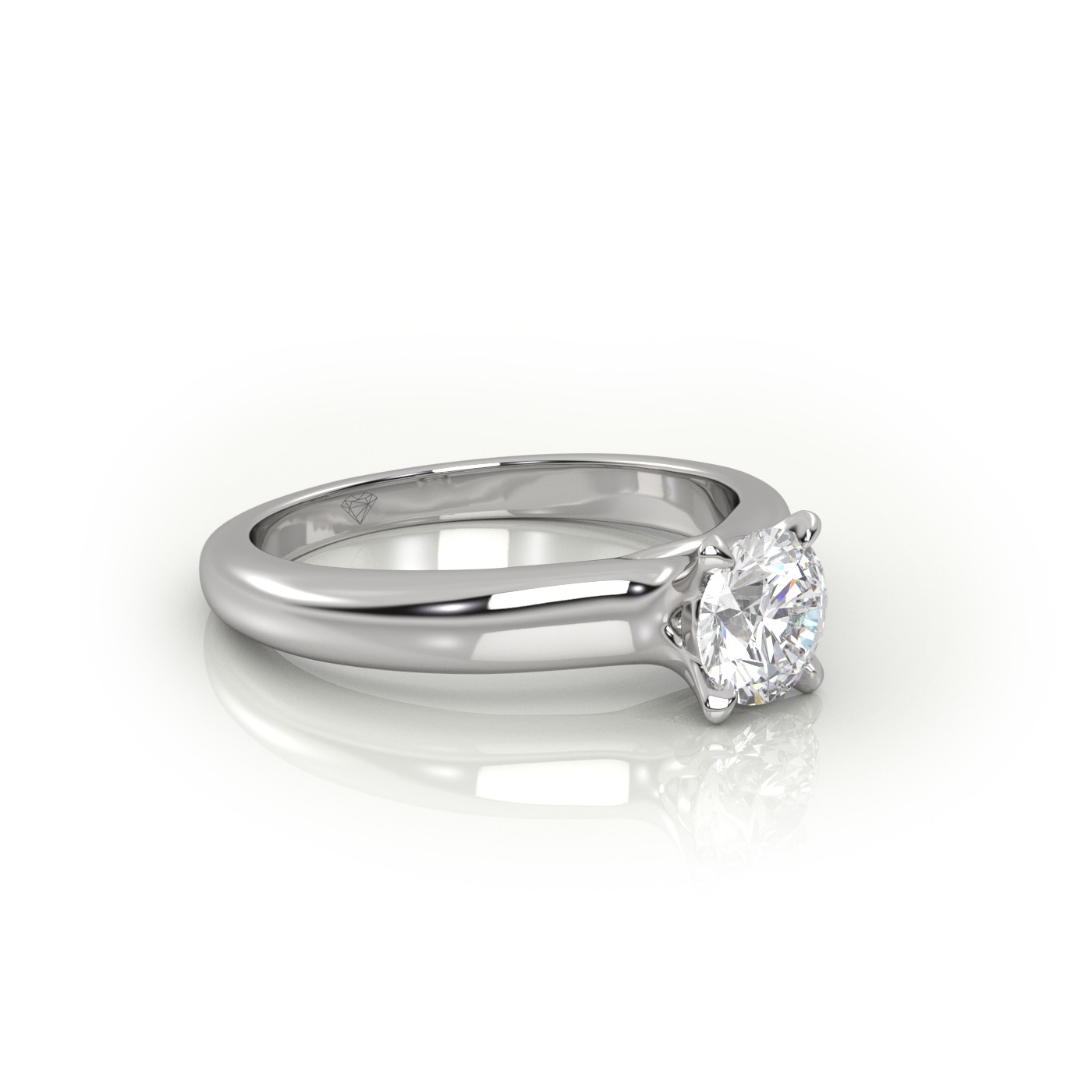 10K white GOLD Elegant Round Cut Solitaire Engagement Ring
