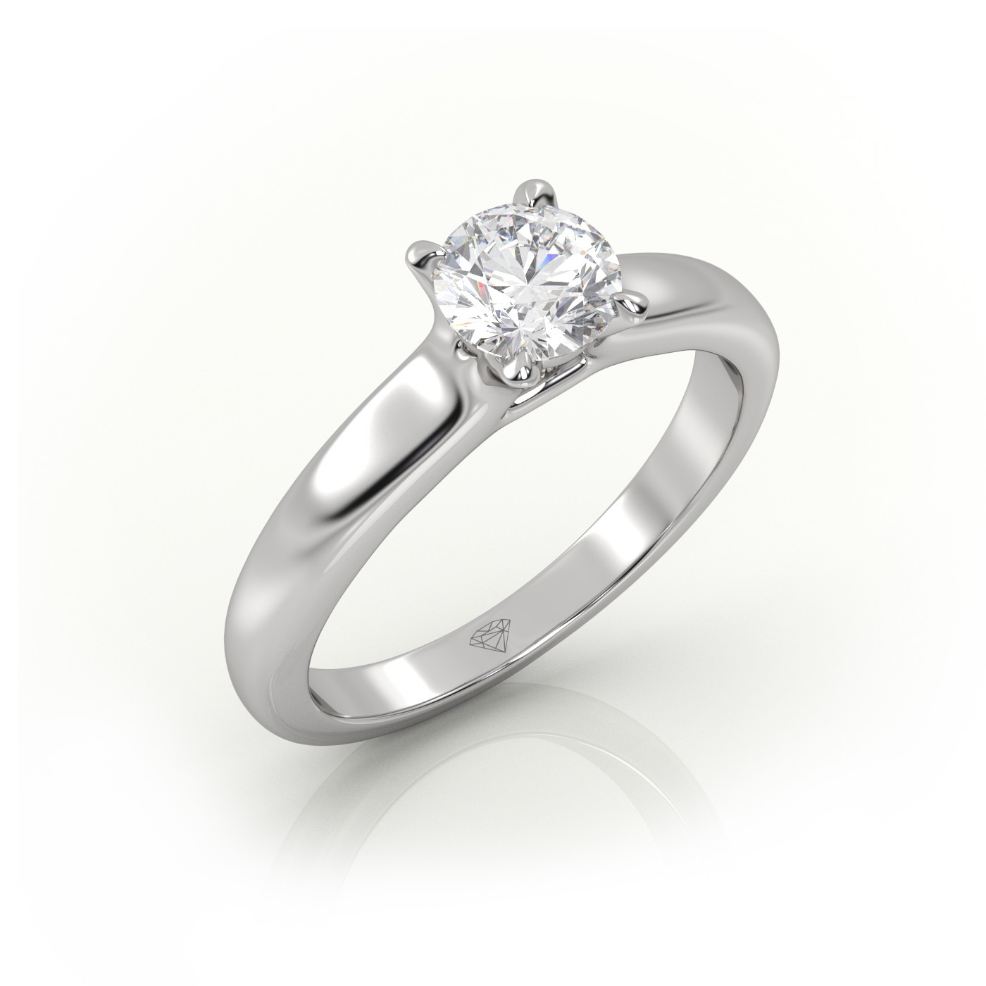 10K white GOLD Elegant Round Cut Solitaire Engagement Ring
