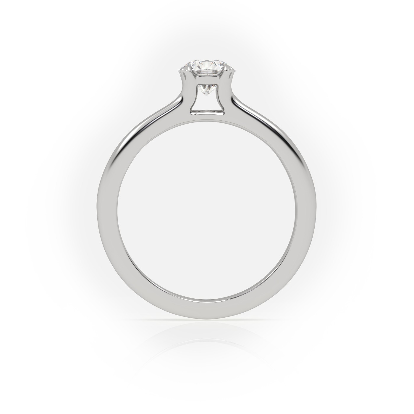 10K white GOLD Elegant Round Cut Solitaire Engagement Ring