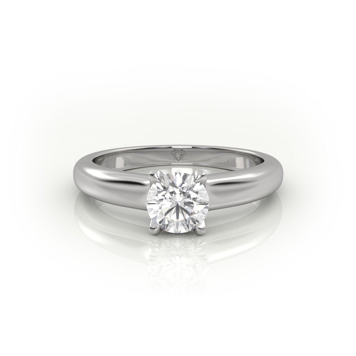 10K white GOLD Elegant Round Cut Solitaire Engagement Ring