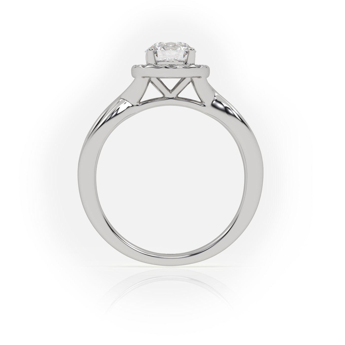 10K WHITE GOLD ROUND CUT 4 PRONGS HALO TWISTED DESIGNER ENGAGEMENT RING