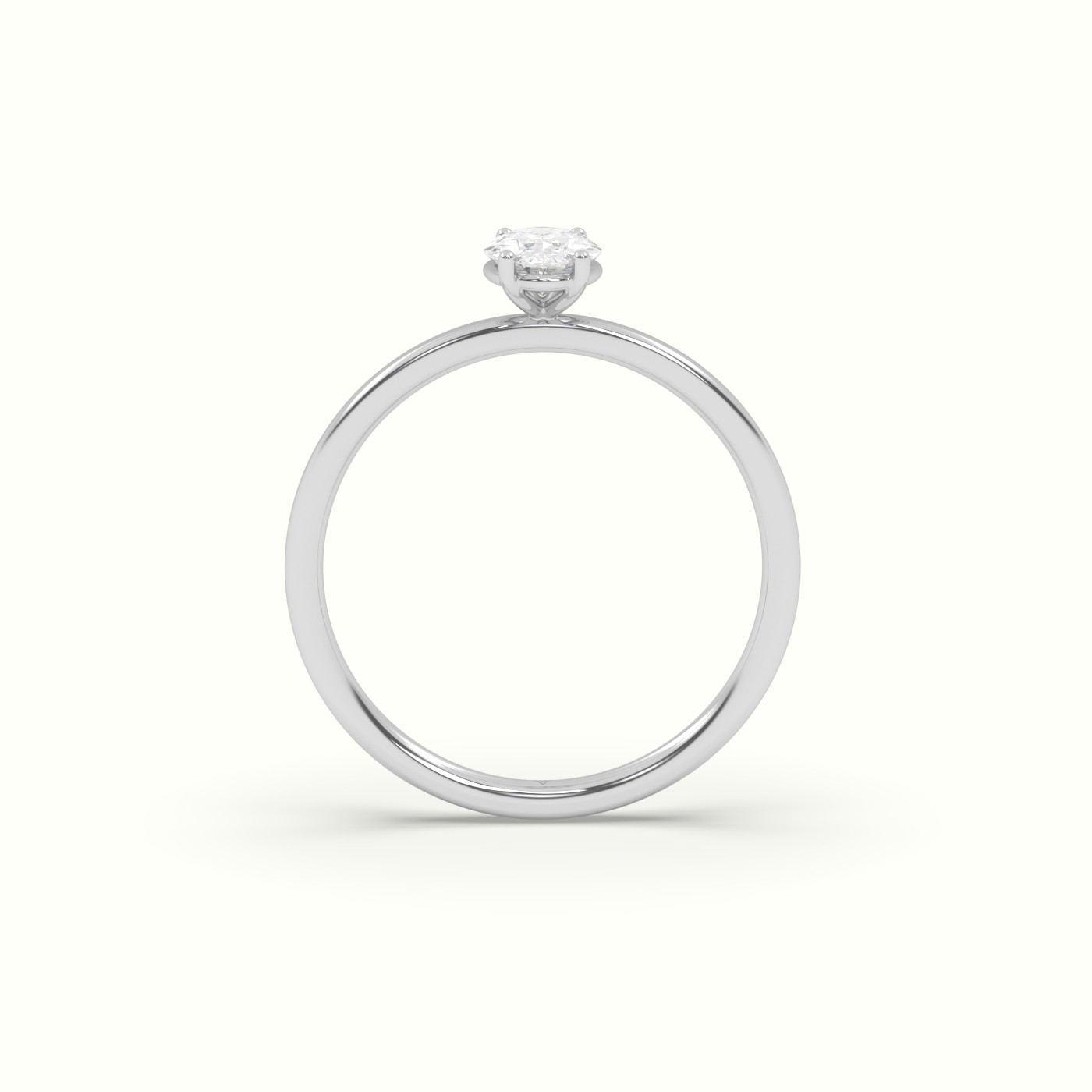 10K WHITEGOLD Oval Diamond Solitaire Ring 4 round prongs