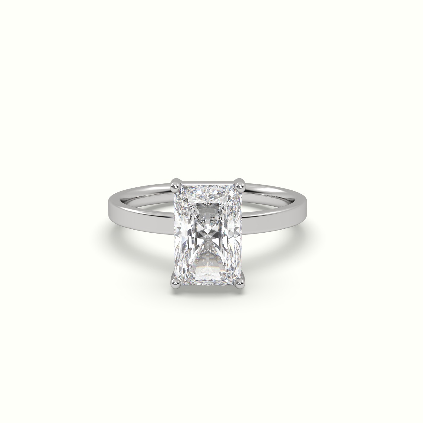 10K WHITE GOLD Radiant Cut Solitaire Diamond Ring Precious Jewels Antwerp Radiance
