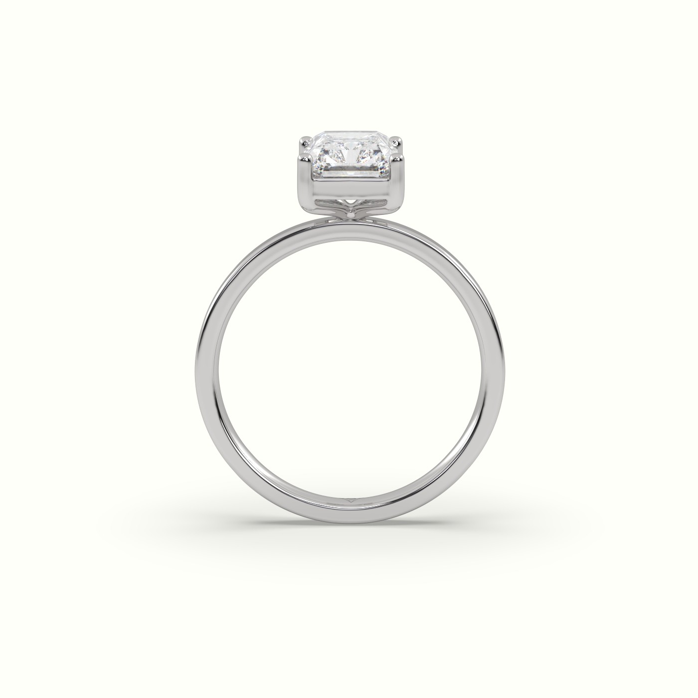 10K WHITE GOLD Radiant Cut Solitaire Diamond Ring Precious Jewels Antwerp Radiance