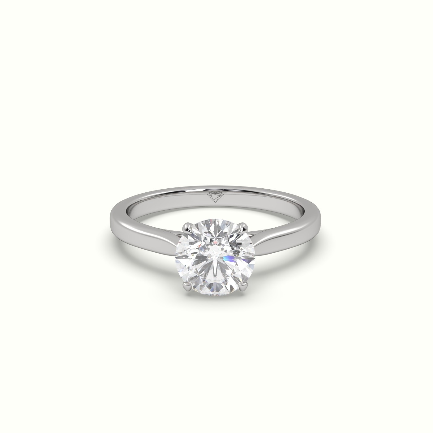 10K White Gold Round Solitaire Diamond 4 prongs Engagement Ring