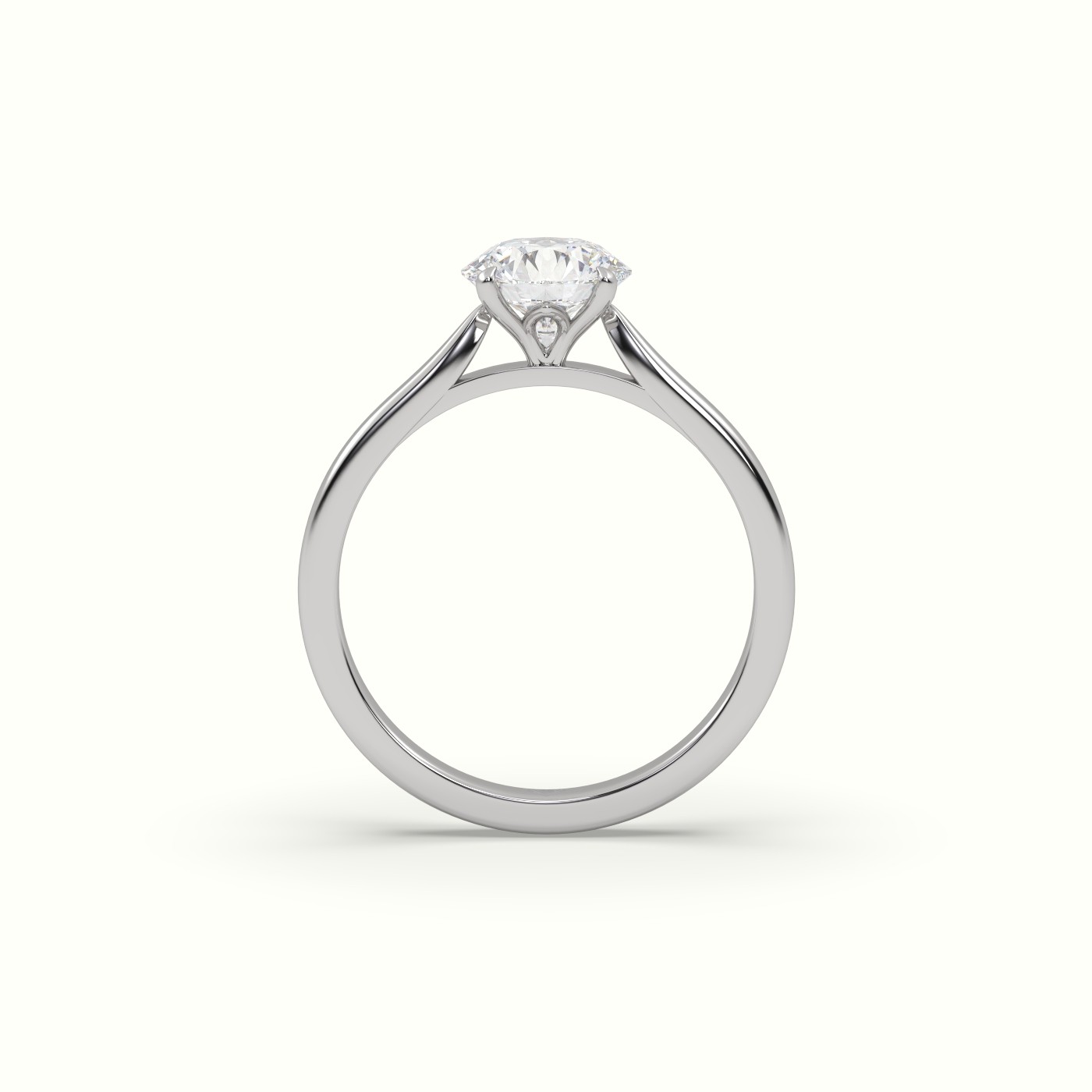 10K White Gold Round Solitaire Diamond 4 prongs Engagement Ring