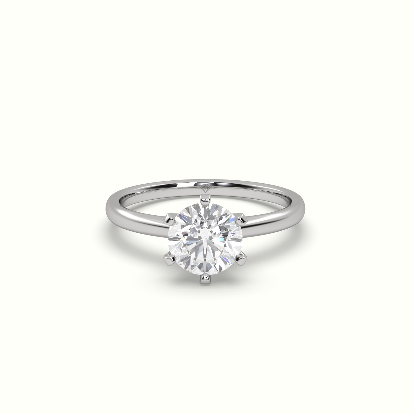 10K White Gold Solitaire Round Diamond Ring 6 Prong Splendor