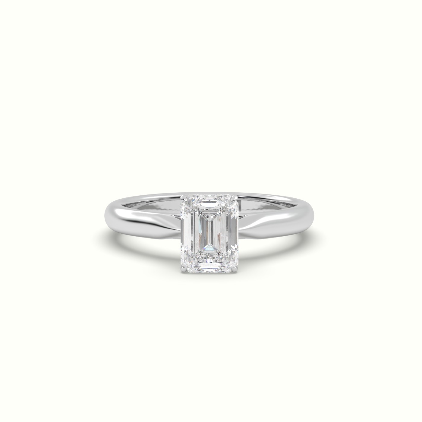 10K WHITE GOLD EMERALD DIAMOND CUT 4 PRONGS SOLITAIRE DESIGNER ENGAGEMENT RING
