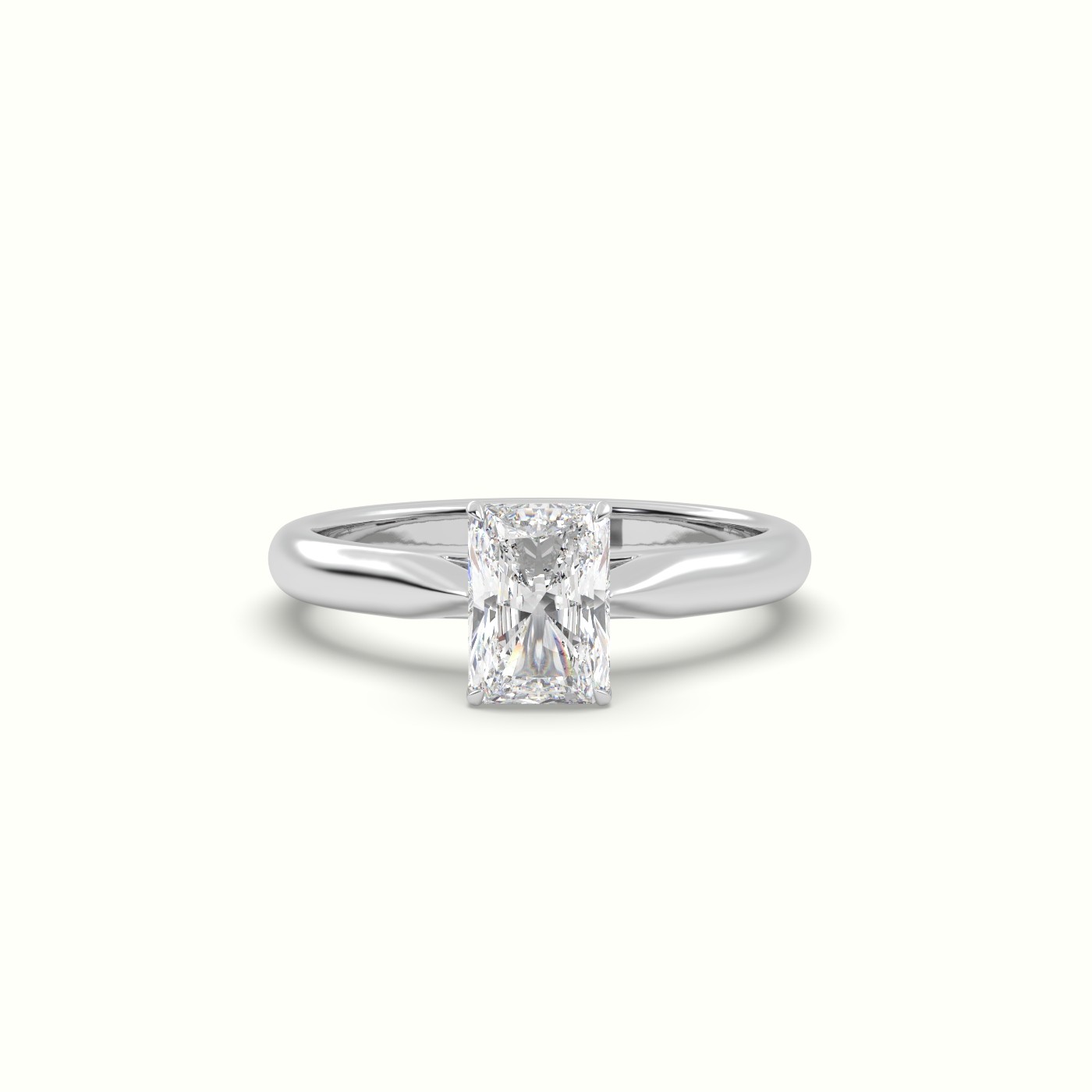 10K WHITE GOLD RADIANT CUT DIAMOND 4 PRONGS SOLITAIRE DESIGNER ENGAGEMENT RING