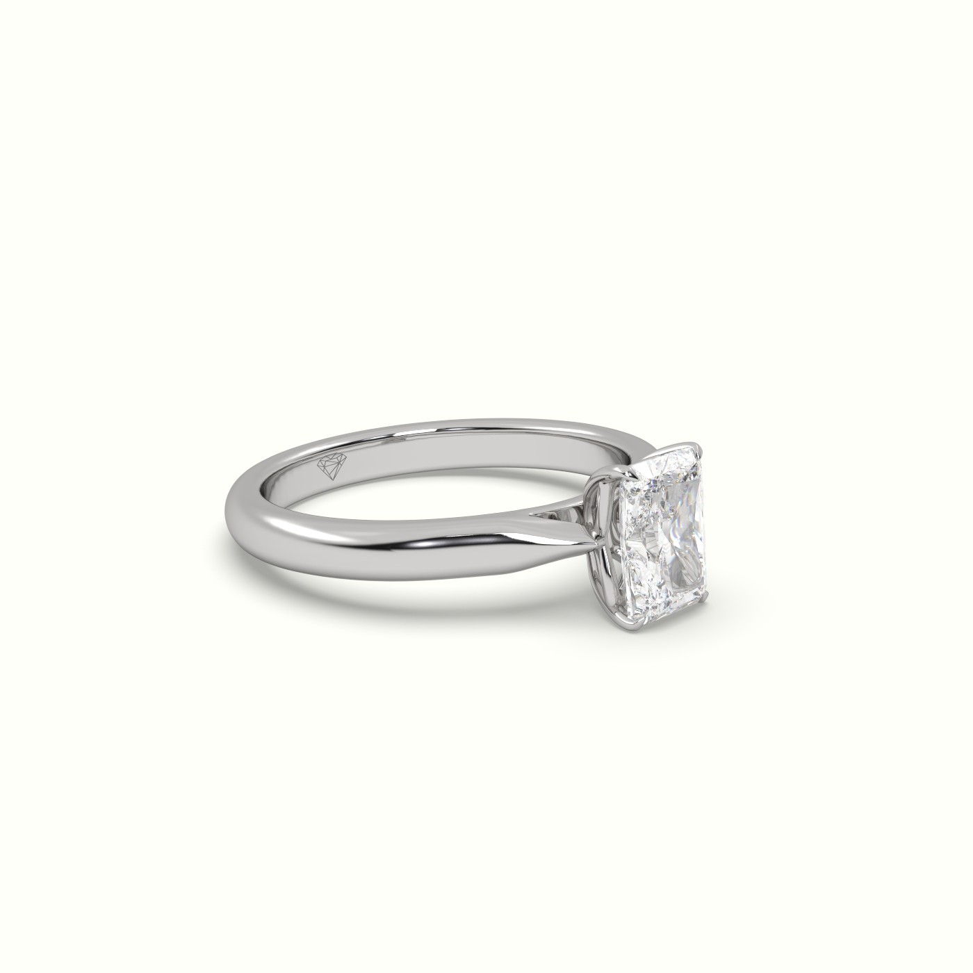 10K WHITE GOLD RADIANT CUT DIAMOND 4 PRONGS SOLITAIRE DESIGNER ENGAGEMENT RING