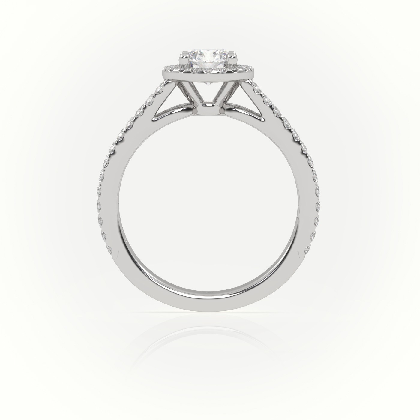 10K WHITE GOLD ROUND CUT DIAMOND 4 PRONGS HALO SETTING VINTAGE ENGAGEMENT RING