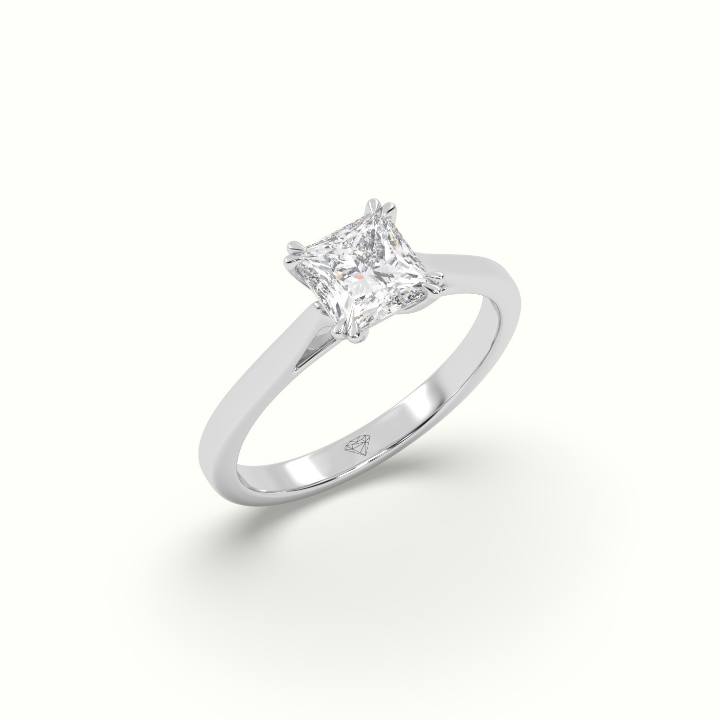 10K WHITE GOLD Princess Cut Diamond Engagement Ring